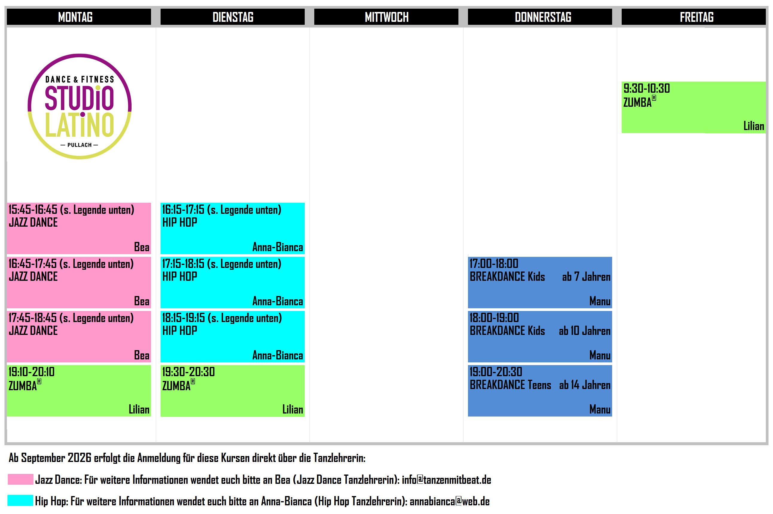 Stundenplan Oktober 2024